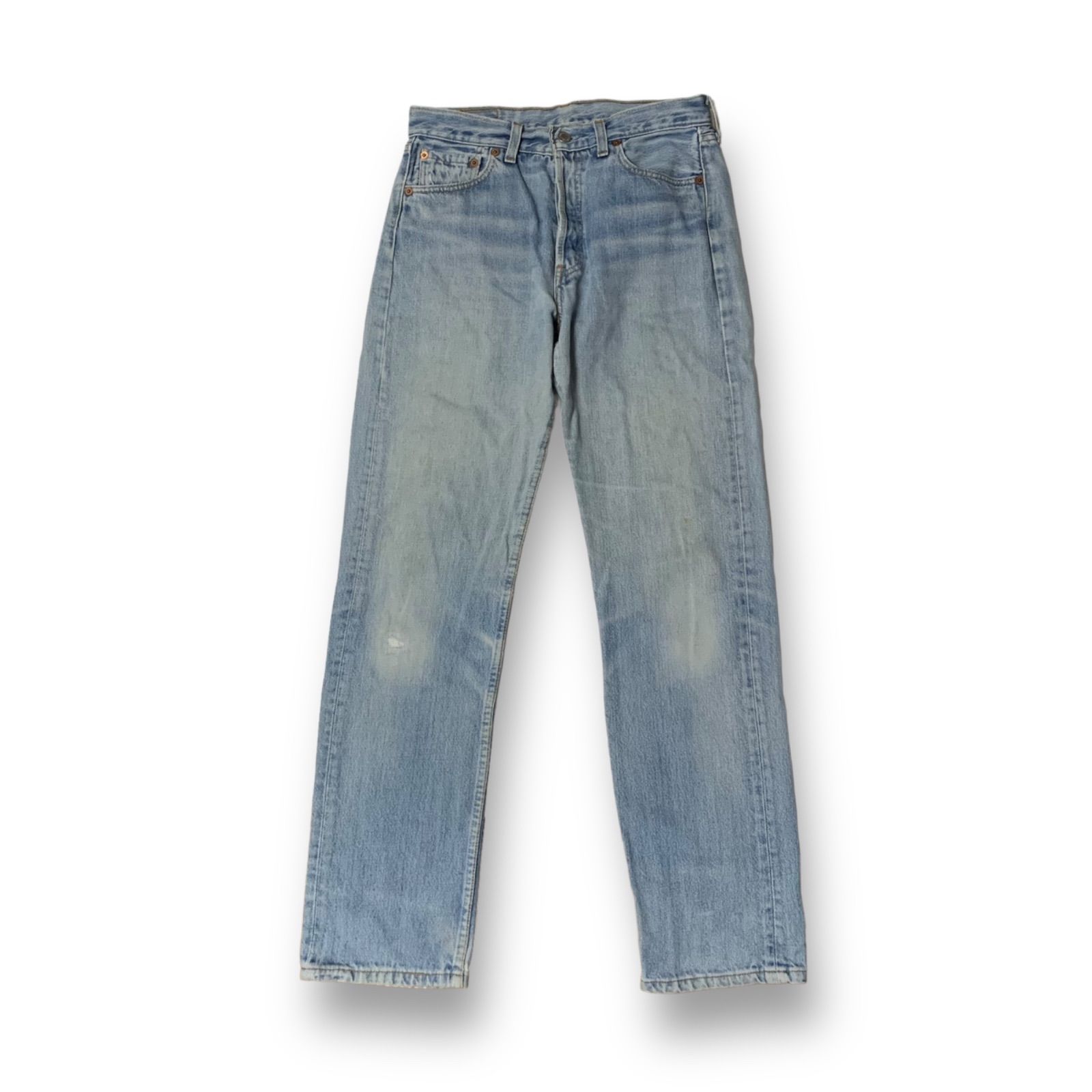 90s Euro Levi's 501-0114 Denim Pants ユーロリーバイス 501 ジーンズ ライトインディゴ アイスブルー W30  L32 イギリス製 MADE IN U.K ボタンフライ 紙パッチストレートシルエット タタキ