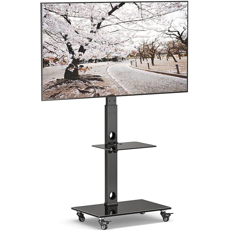 テレビスタンド 左右30°回転 3段棚板付き テレビスタンド 左右30°回転 3段棚板付き 幅150/幅178] 収納