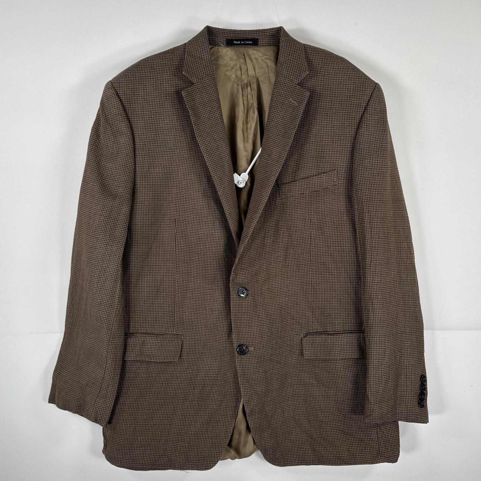 古着 ラルフローレン RALPH LAUREN テーラードジャケット ブレザー スーツ 大きいサイズ 44R  ブラウン系 チェック メンズ