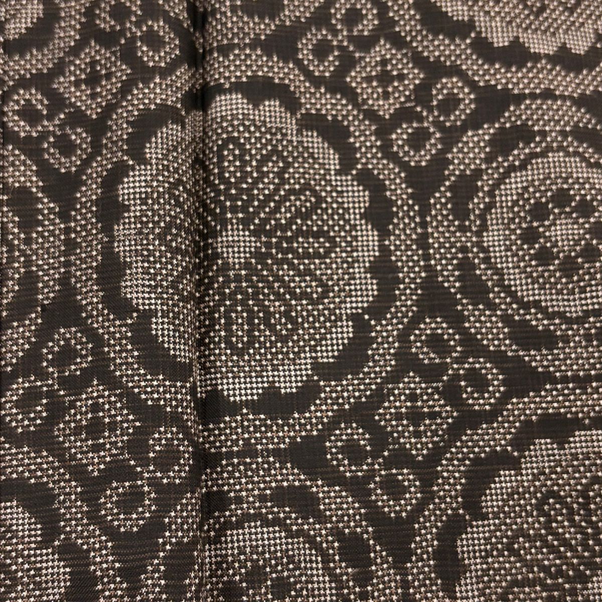 大島紬 身丈157cm 裄丈63cm S 袷 純泥染 やまと 証紙 葉柄 梅 焦茶色  