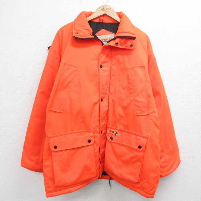 XL/古着 長袖 ジャケット パーカー メンズ 90s 大きいサイズ ロング丈 オレンジ 24jan25 中古 アウター