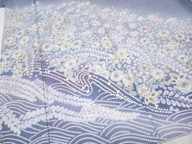 平和屋本店□極上 訪問着 辻が花 暈し染め 銀通し地 三越扱い 逸品