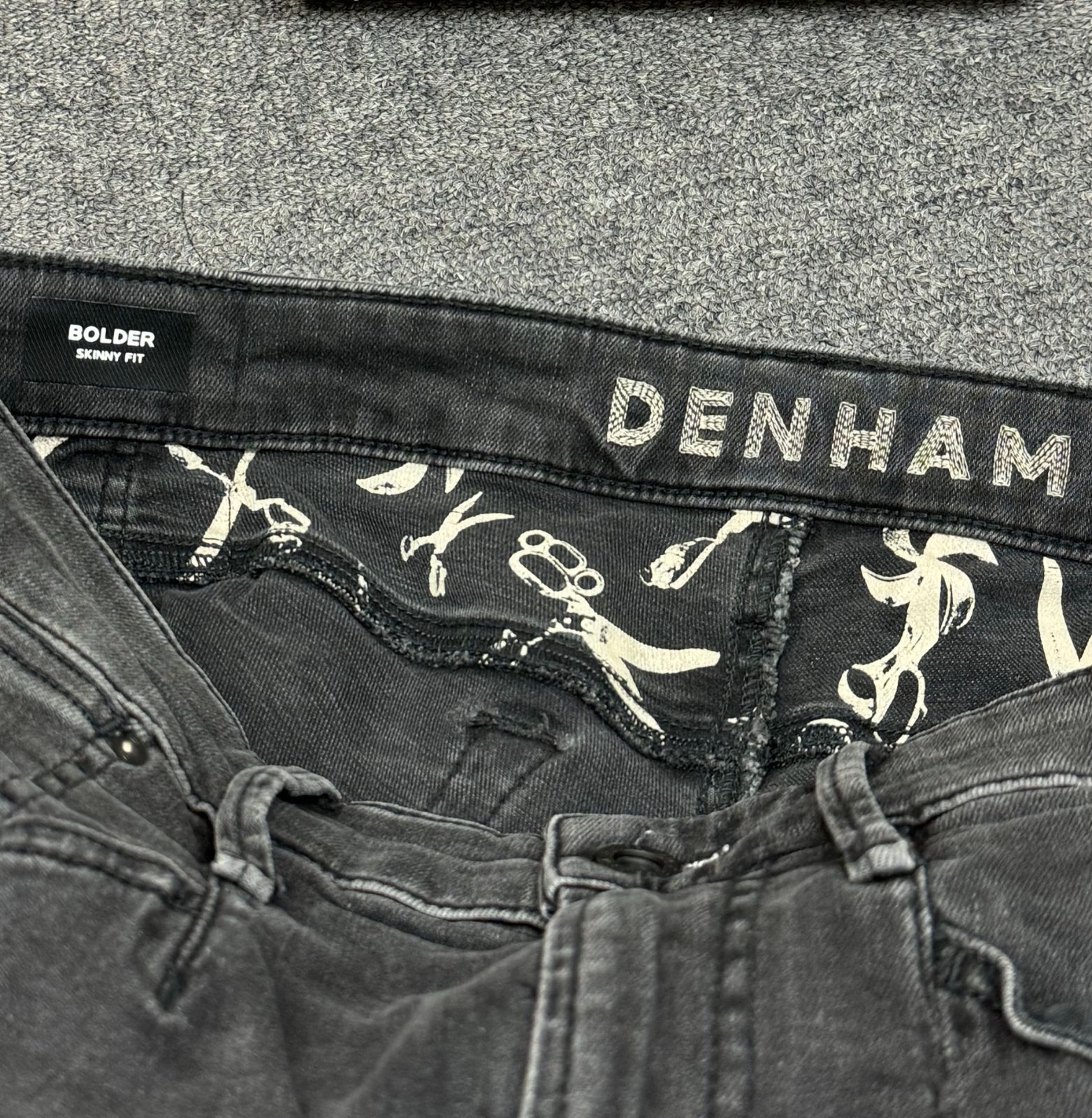 DENHAM BOLDER Soft Double Black ブラックデニム ストレッチ スキニー 
