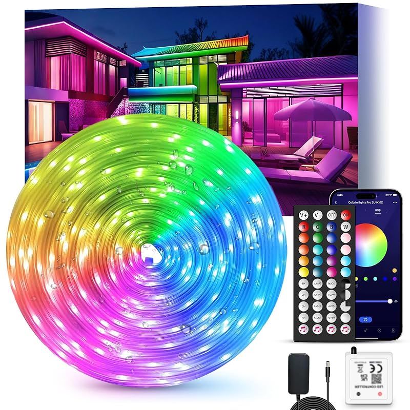 LEDテープライト 防水 30M RGB 40キーリモコン制御 スマホアプリ対応 音楽連動LEDテープ 1600色調光調色 タイマー機能 LED strip light テープ間接照明 オシャレ テープライト30メートル 1