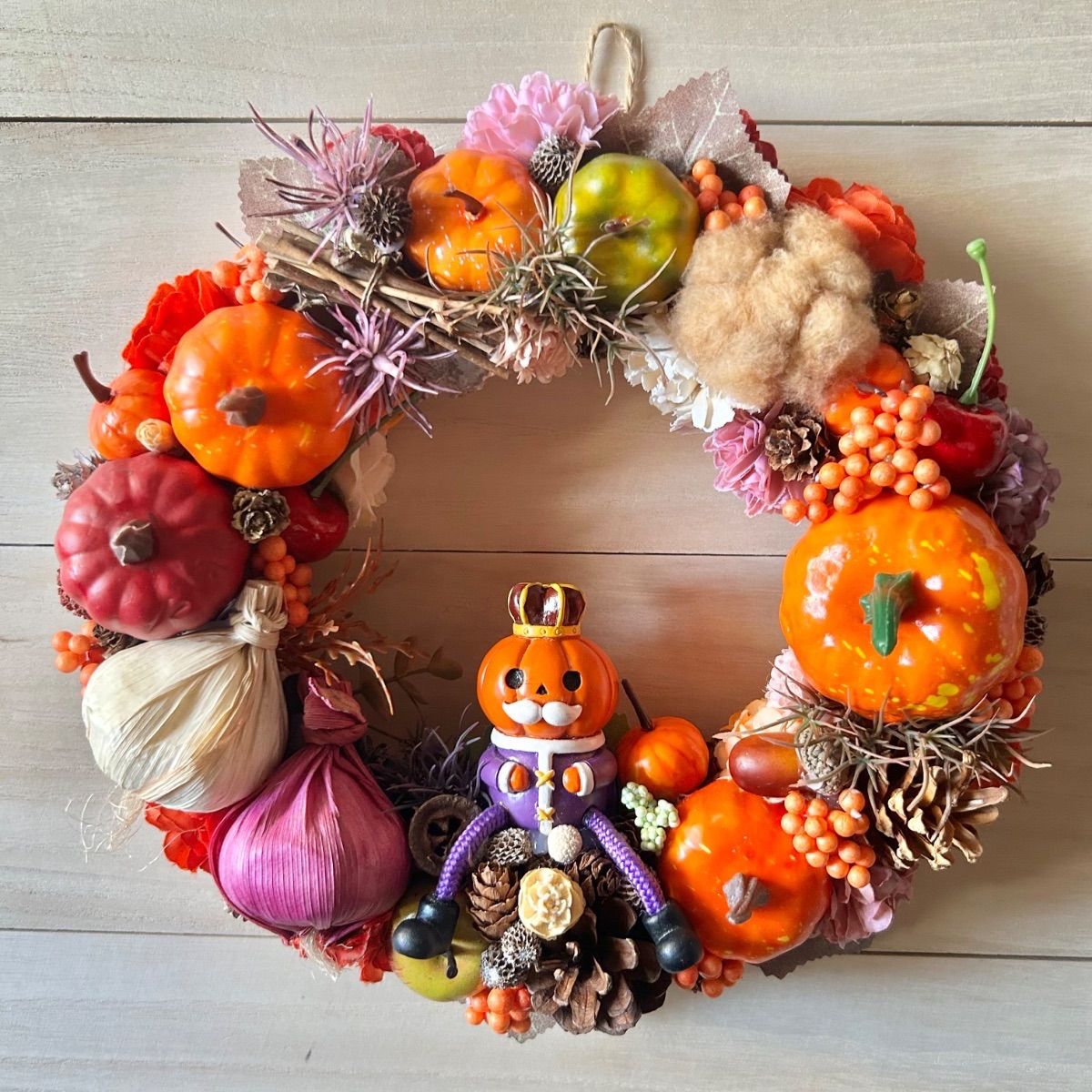 ルキア＆グリーンとかぼちゃ木ノ実のハロウィンリース2個セット 6-110 大きめリース 早割ハロウィンリース Halloween ドアリース