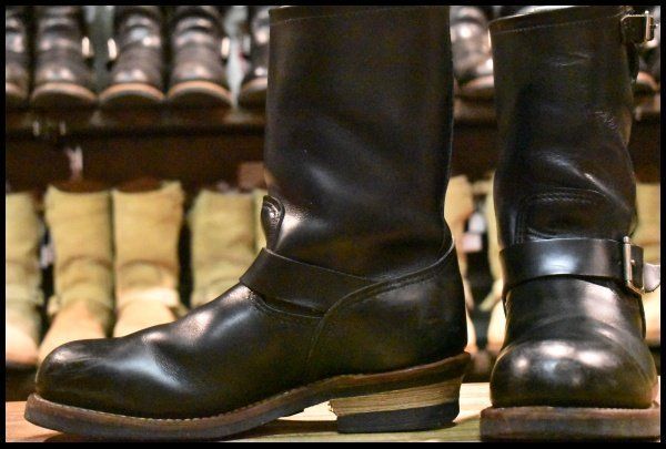 9D 11年 レッドウィング 2268 エンジニア 黒 ブラッククローム プルオン スチールトゥ ブーツ redwing HOPESMORE FD205