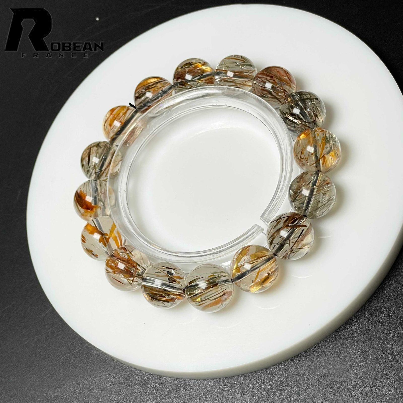 上級 EU製 定価18万円 ROBEAN ゴールドスーパーセブン パワーストーン ブレスレット 天然石 原石 お守り プレゼント 12.8-13.2mm M0729097