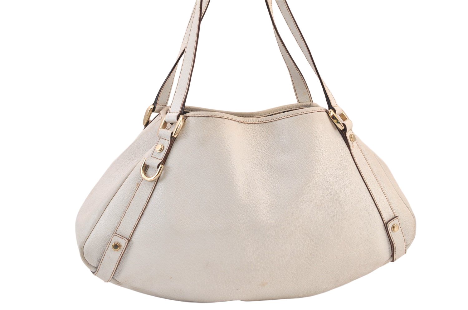 GUCCI グッチ ヴィンテージ アビー ショルダートートバッグ レザー 130736 ホワイト 8230M