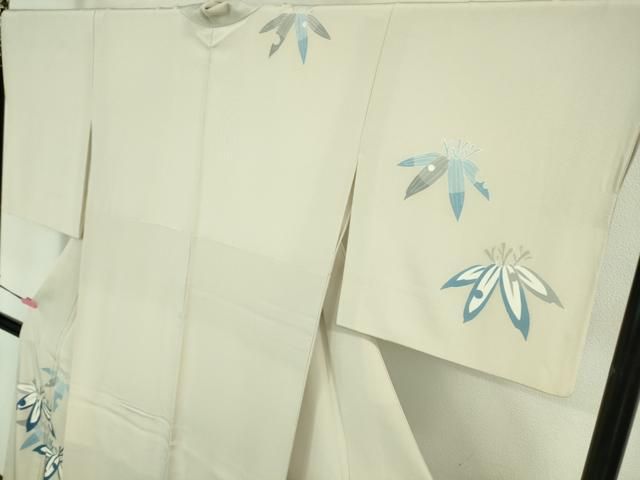 平和屋着物□極上 本加賀友禅作家 湯本エリ子 訪問着 笹の葉 象牙色地  
