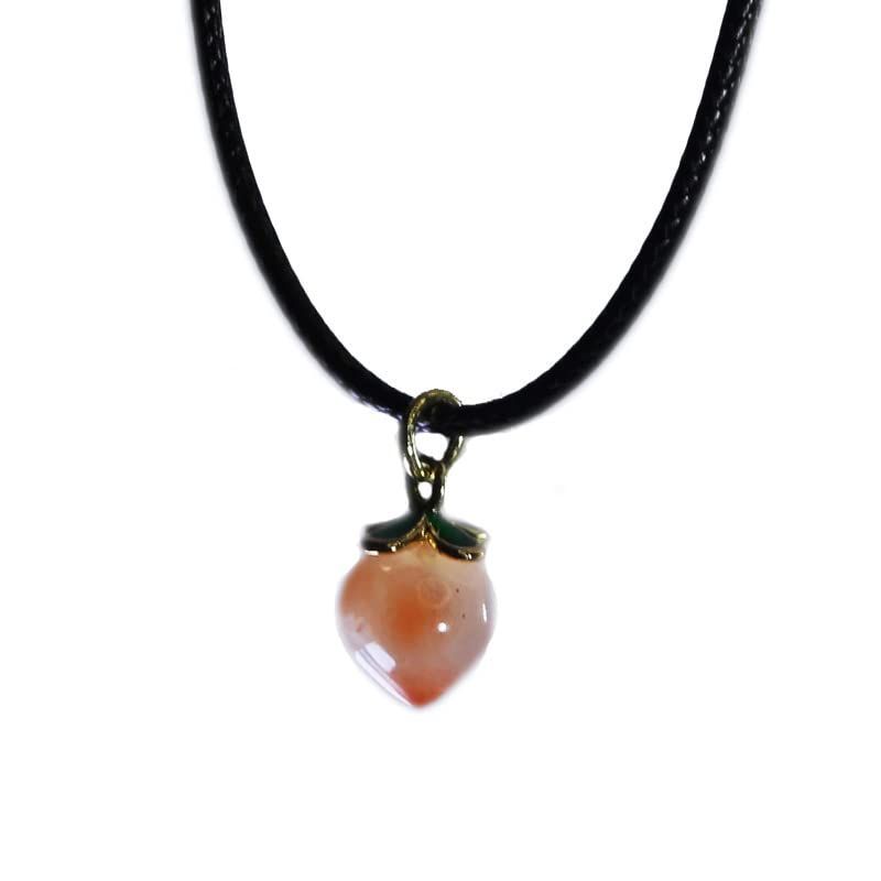 数量 天然 瑪瑙 彫刻 ピーチ ペンダント かわいい ネックレス コード付き 赤瑪瑙 ガールズ レディース クリスタル ジェムストーン 小さな チャーム ラッキー ギフト 天然石 桃 プレゼント Sundarwald 女性 普段使い お