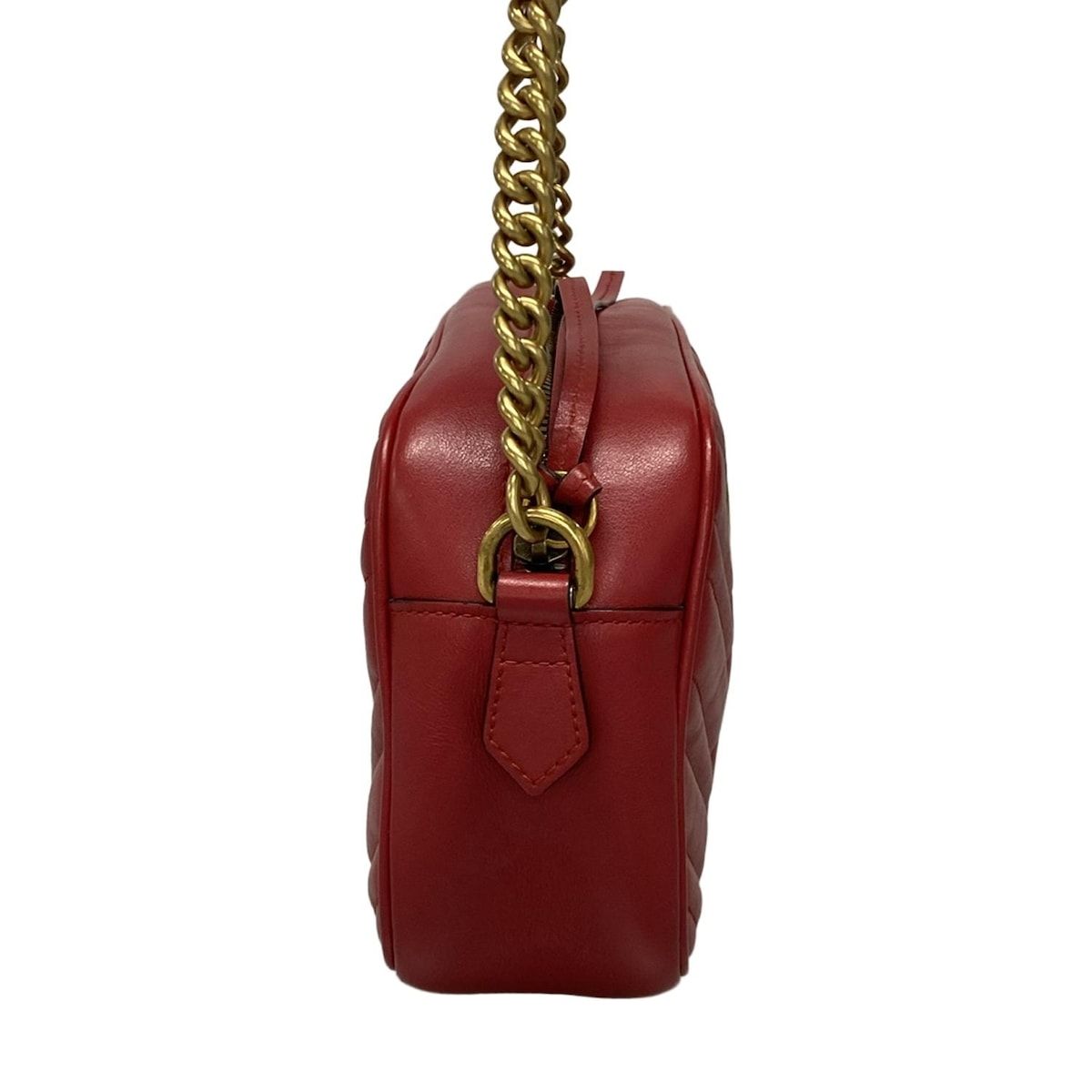 GUCCI グッチ ショルダーバッグ GGマーモント キルティング スモール ショルダーバッグ 447632 レッド チェーンショルダー レザー