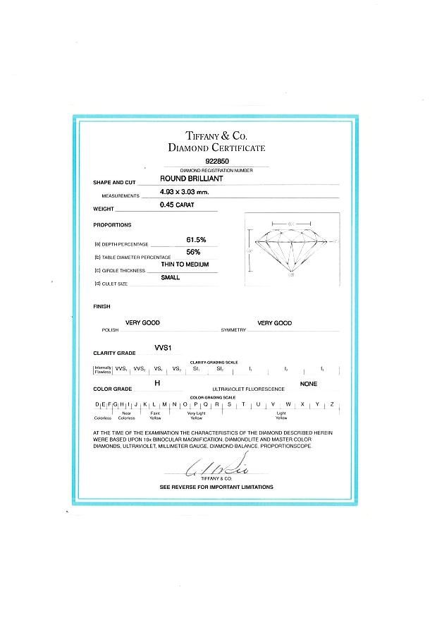 ティファニー Pt950 ダイヤ リング 9号 鑑定書付き 24121929 Tiffany & Co. - ティファニー リング ダイヤ ダイヤモンド
