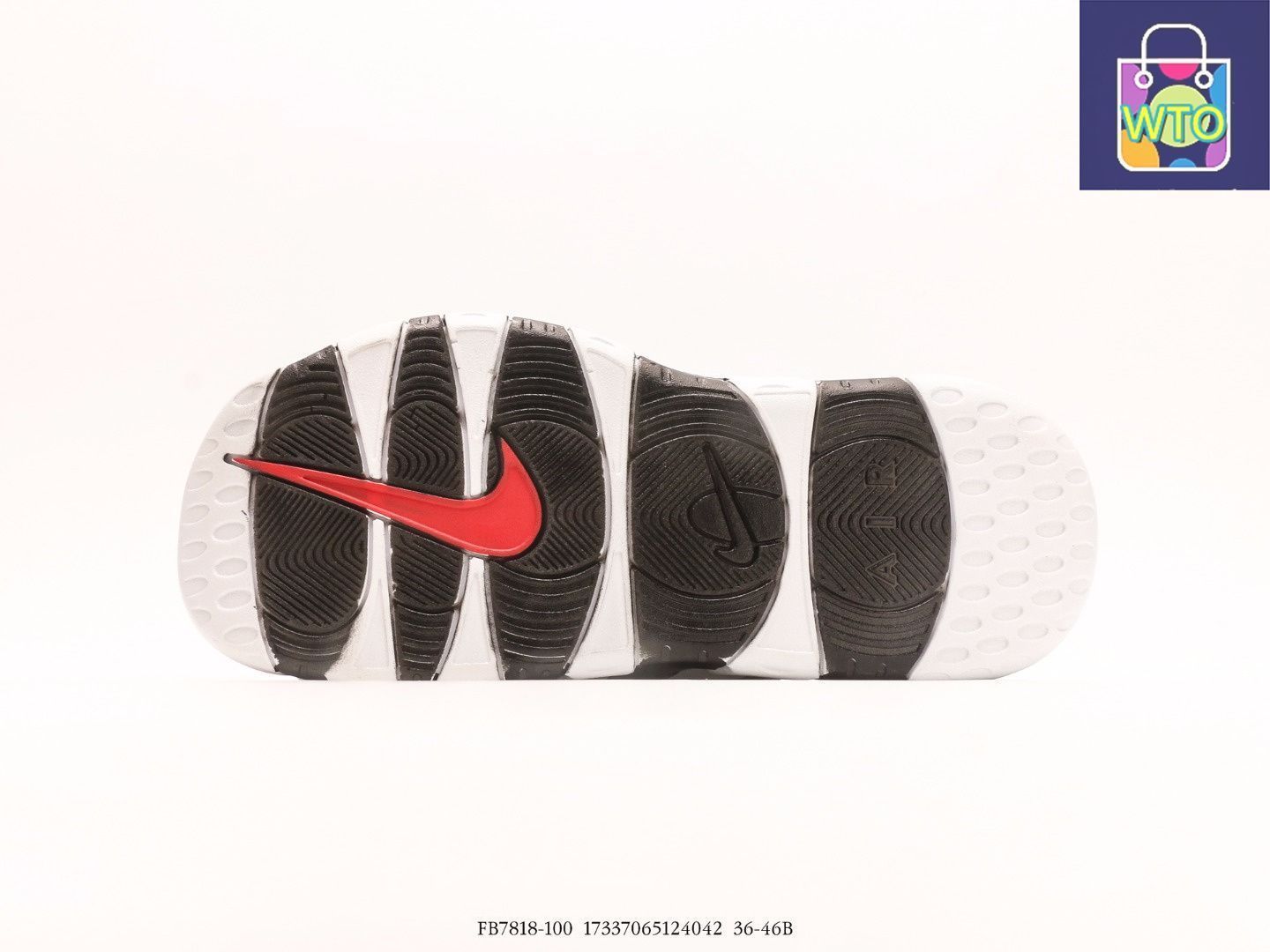 ナイキ エアモアアップテンポ スライド ホワイト アンド ブラック 27cm NIKE AIR MORE UPTEMPO SLIDE 
