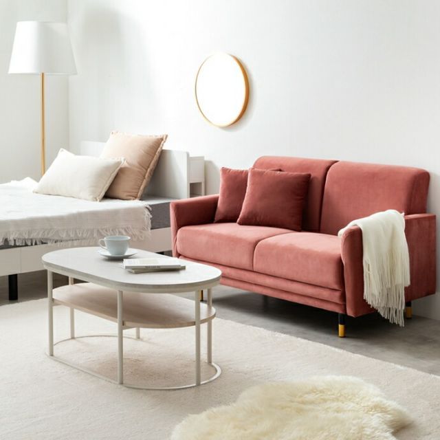 2人掛けコンパクトベロアソファ