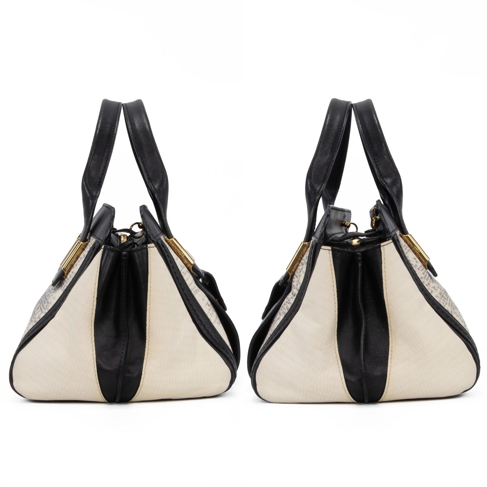 ブランド別 クロエ Chloe ハンドバッグ アリス レザー 黒×ピンク 