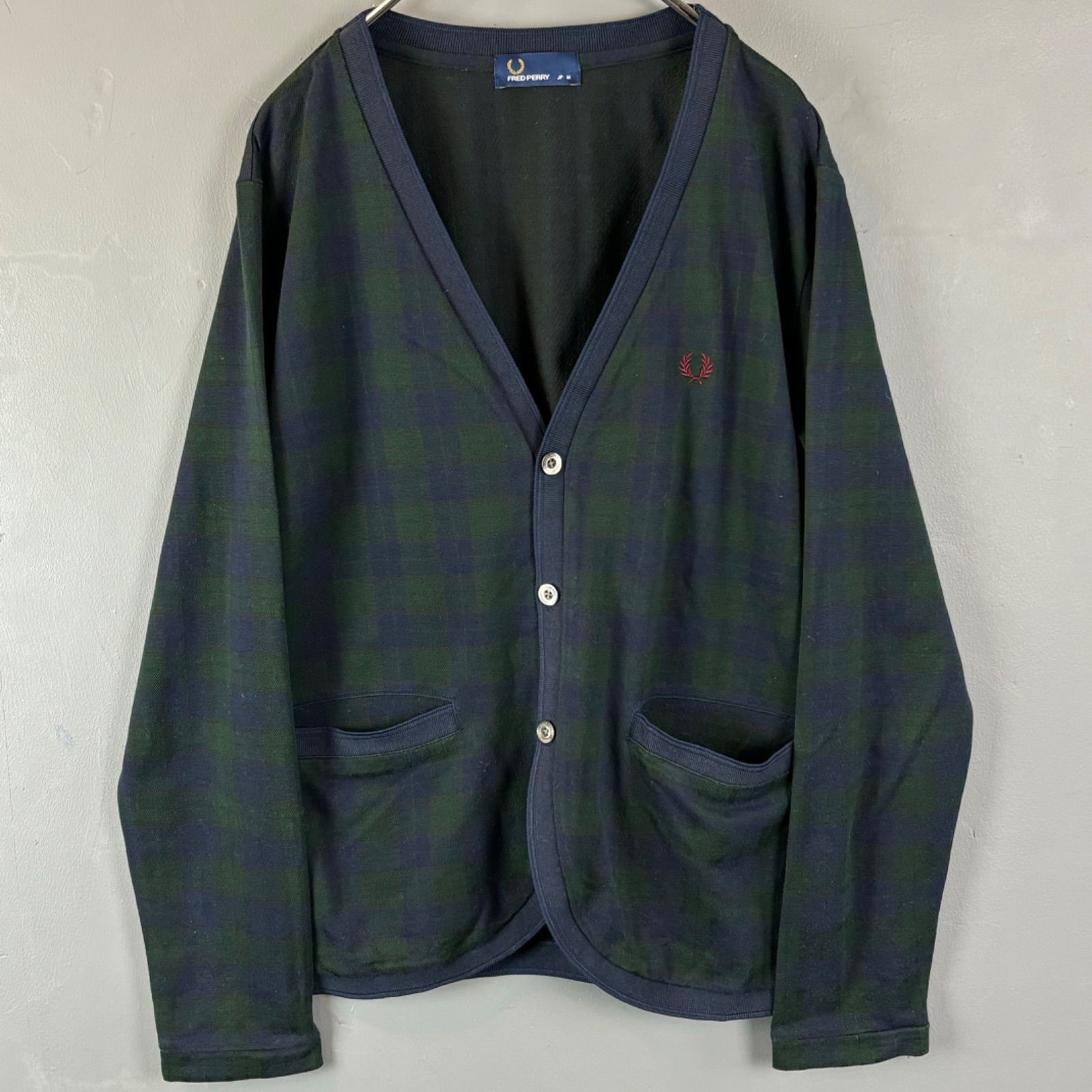 美品 FRED PERRY Logo Embroidery Cardigan フレッドペリー 長袖 