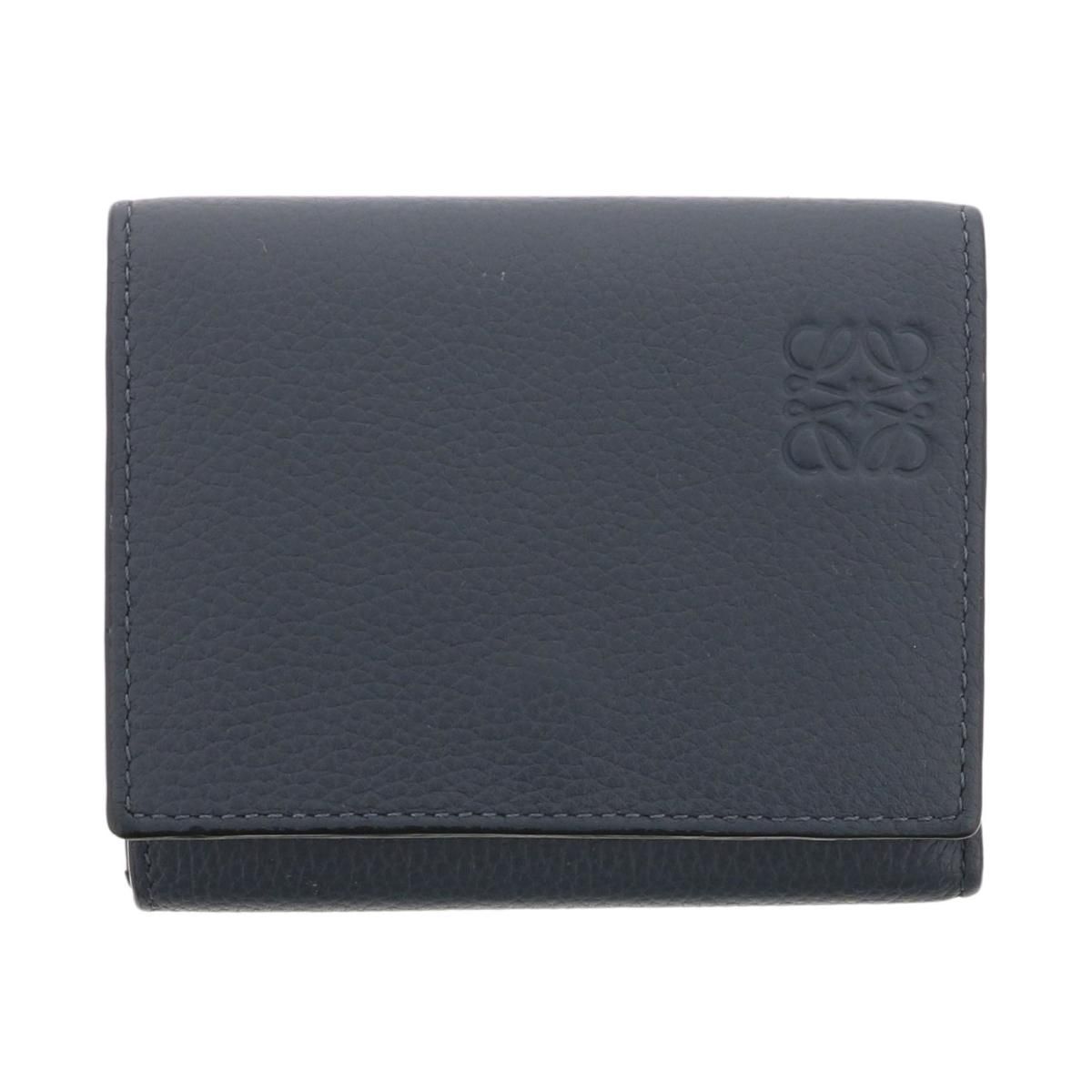LOEWE ロエベ トライフォールド ウォレット 財布 三つ折り財布 小銭入有 Navy C660TR2X02 used B