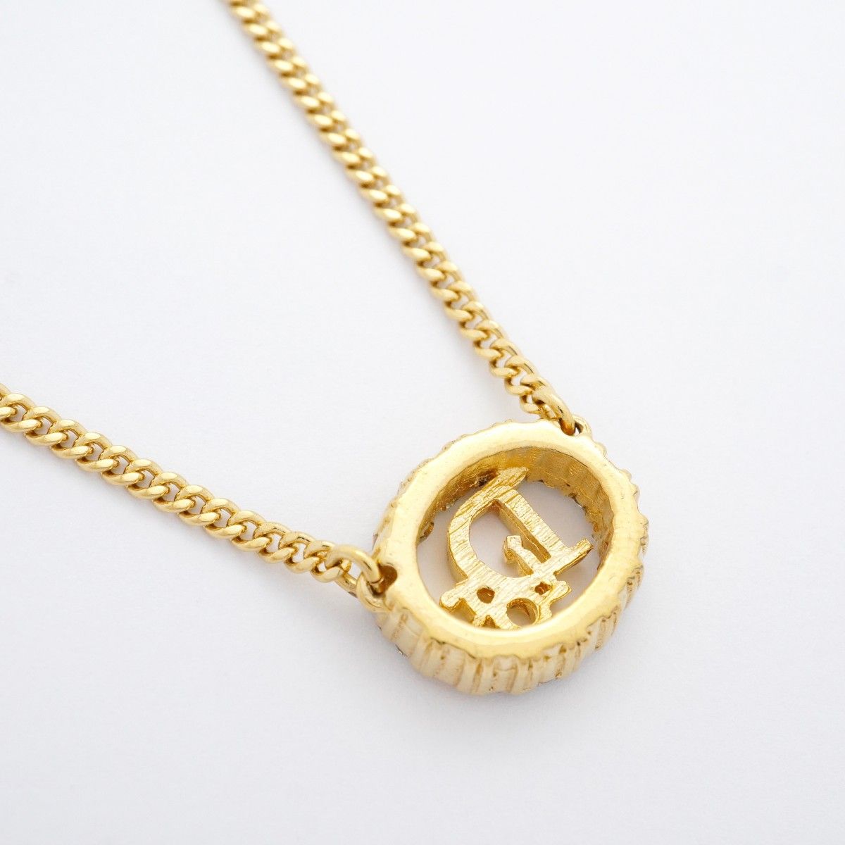5jmb0361 クリスチャンディオール ネックレス ディオールロゴ オーバル GPメッキ ラインストーン ゴールド レディース