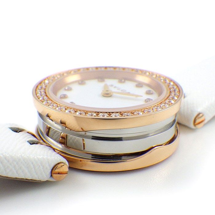 ブルガリ BVLGARI 腕時計 B-zero1 ビーゼロワン BZ23WSGDL/12/BZP23SG ダイヤベゼル 12ポイント ダイヤインデックス ホワイト文字盤 白 SS K18PG ホワイト レザーベルト クオーツアナログ 【中古】 ブルガリ BVLGARI 腕時計 B-zero1 ビーゼロワン BZ23WSGDL/12/BZP23SG