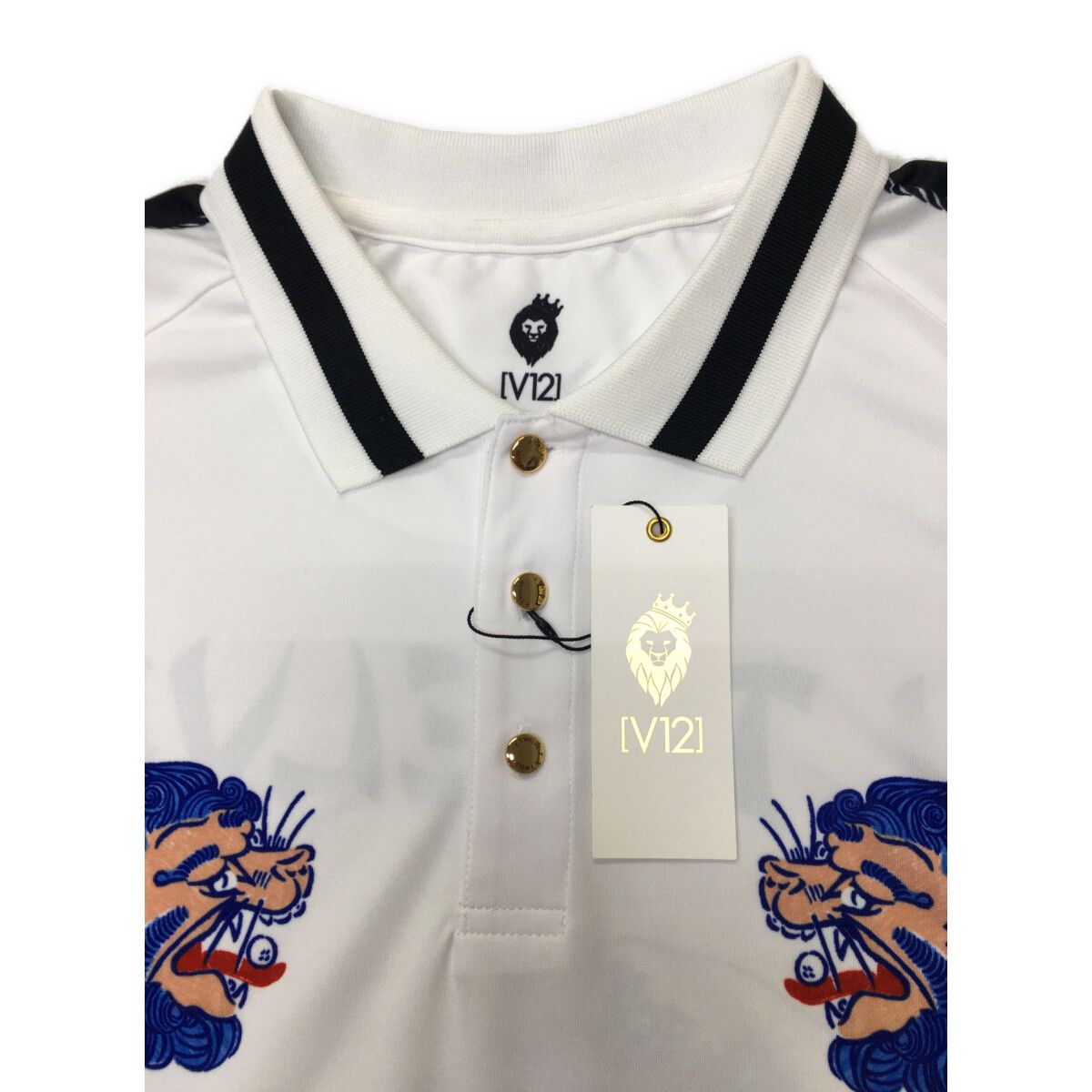 未使用品 メンズ ヴィ・トゥエルヴ V12 半袖ポロシャツ M 白 ホワイト  