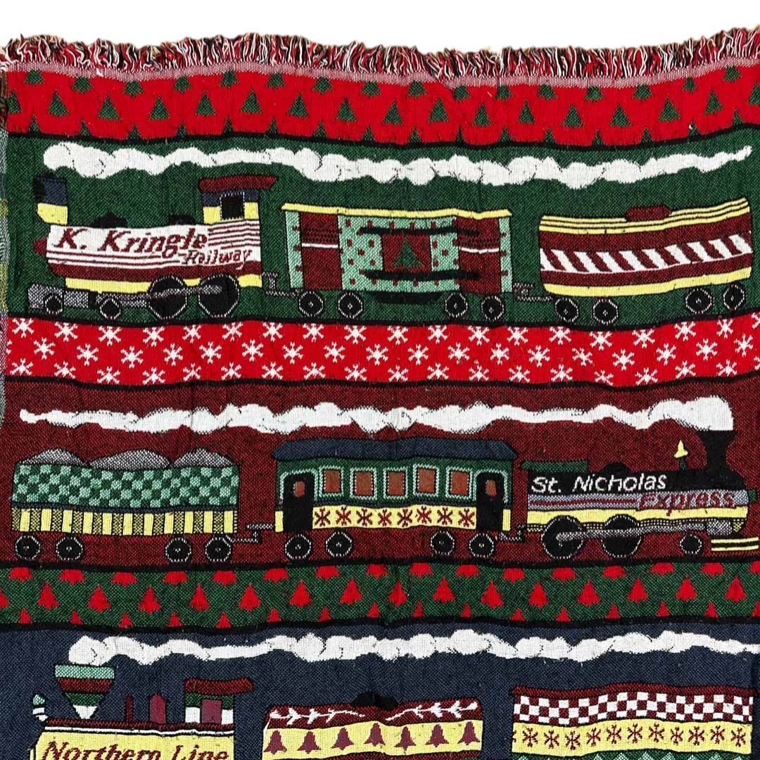 vintage ラグ カーペット、90年代、USA製、駅、列車、クリスマス488 vintageラグ カーペット 貨物列車 クリスマス 2079 - メルカリ
