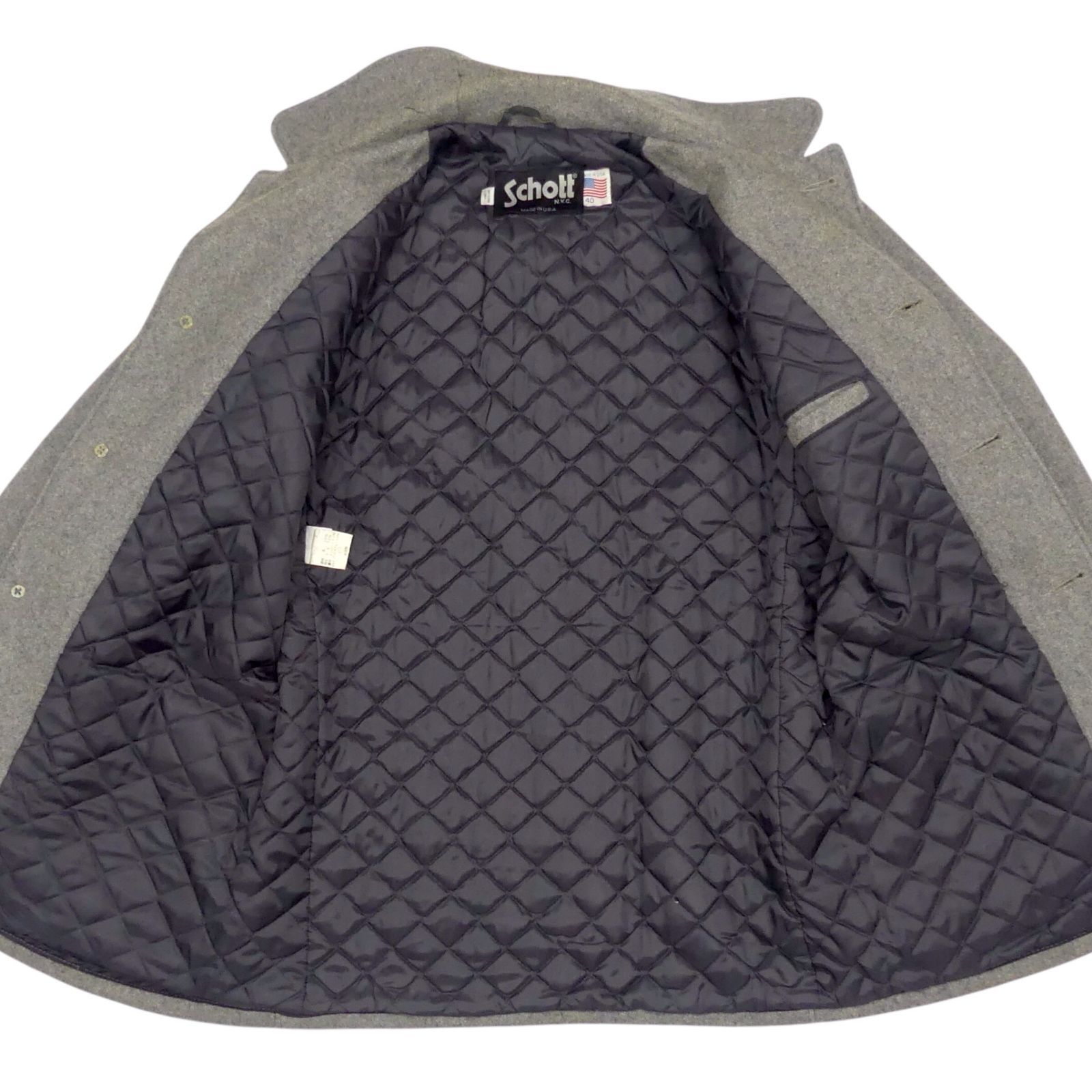 Schott ショット Pコート ピーコート シングル 40 グレー 90s 