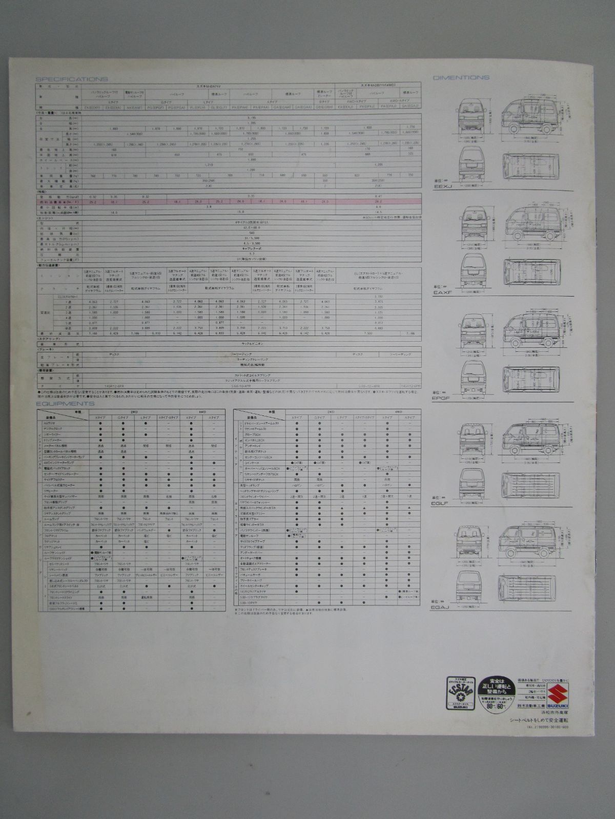 2代目 エブリィ D#71V カタログ／1986年2月(昭和61年2月)／SUZUKI