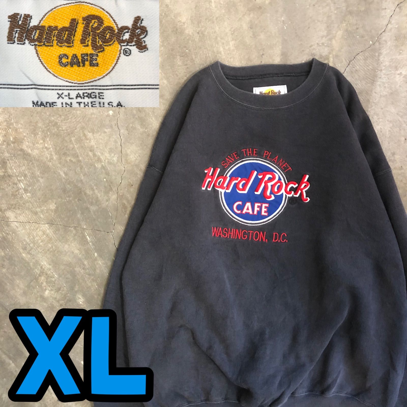 T6314 Hard Rock Cafe スウェット 刺繍 ビッグサイズ 古着