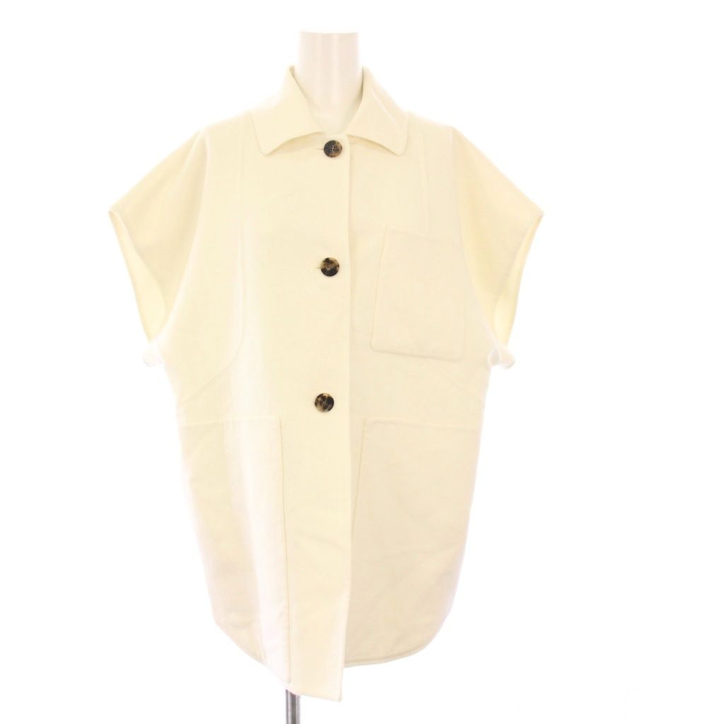 エルメス HERMES 25SS ノースリーブジャケットアウター カシミヤ 34 白 5E0235DC KH