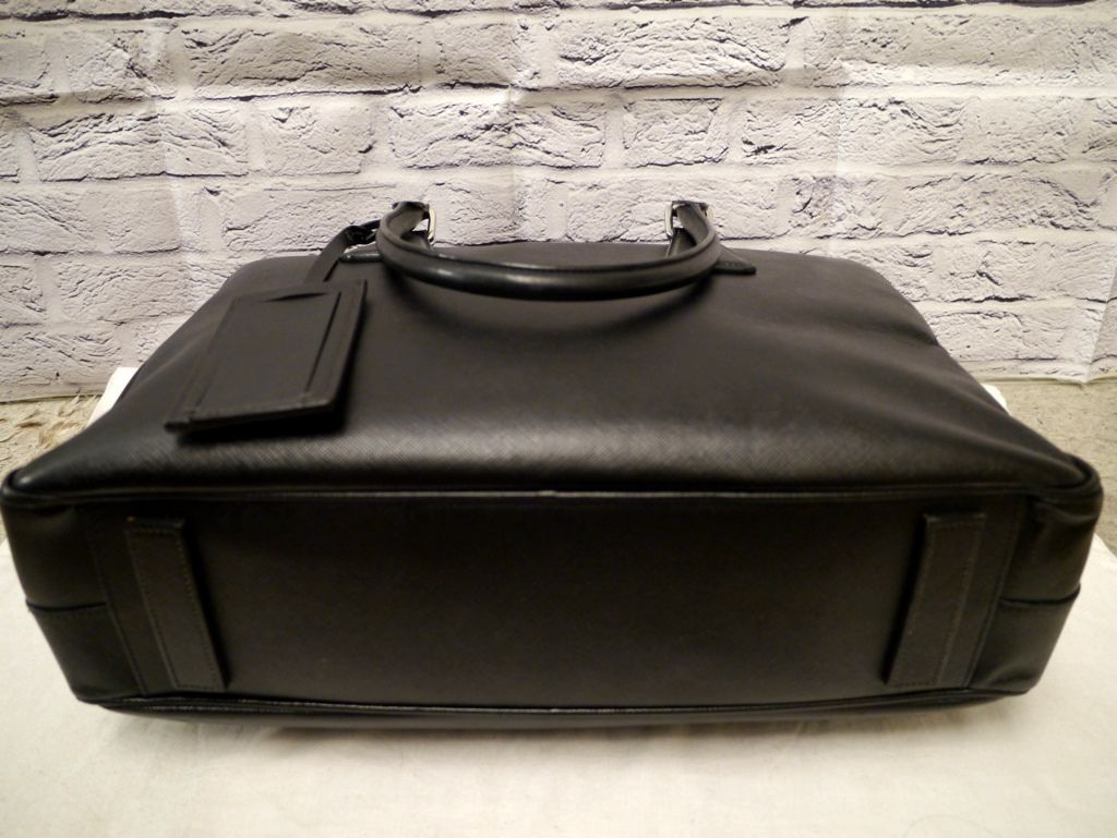 PRADA ガレリア サフィアーノレザー ブリーフケース ブラック A4 ◇PRADA プラダ サフィアーノ A4対応 レザー ブリーフケース バッグ 黒