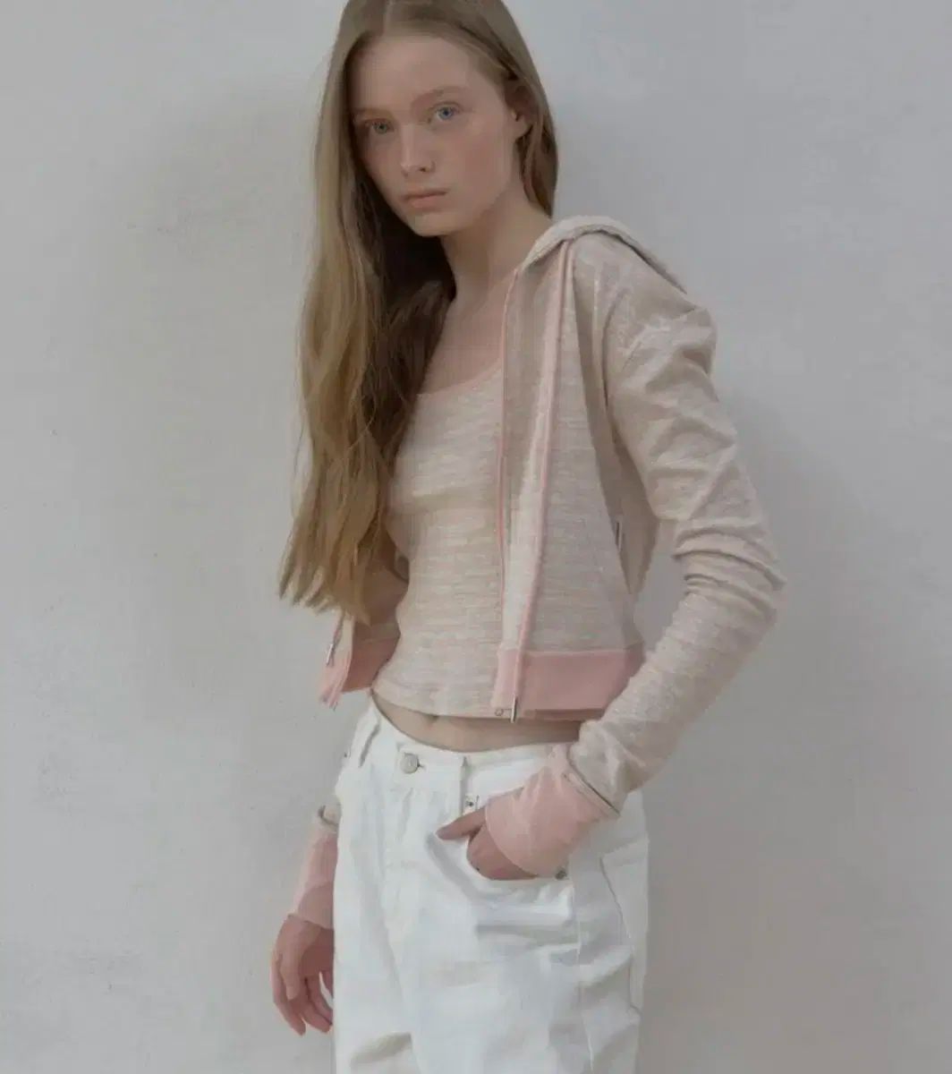 ヘザーメント ストライプフーディー ピンク ストライプ キャミソール