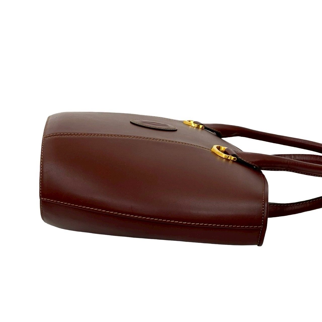 【Cartier】ハンドバッグ　マストライン　レザー　ボルドー Cartier 極 美品 袋付き CARTIER カルティエ ヴィンテージ
