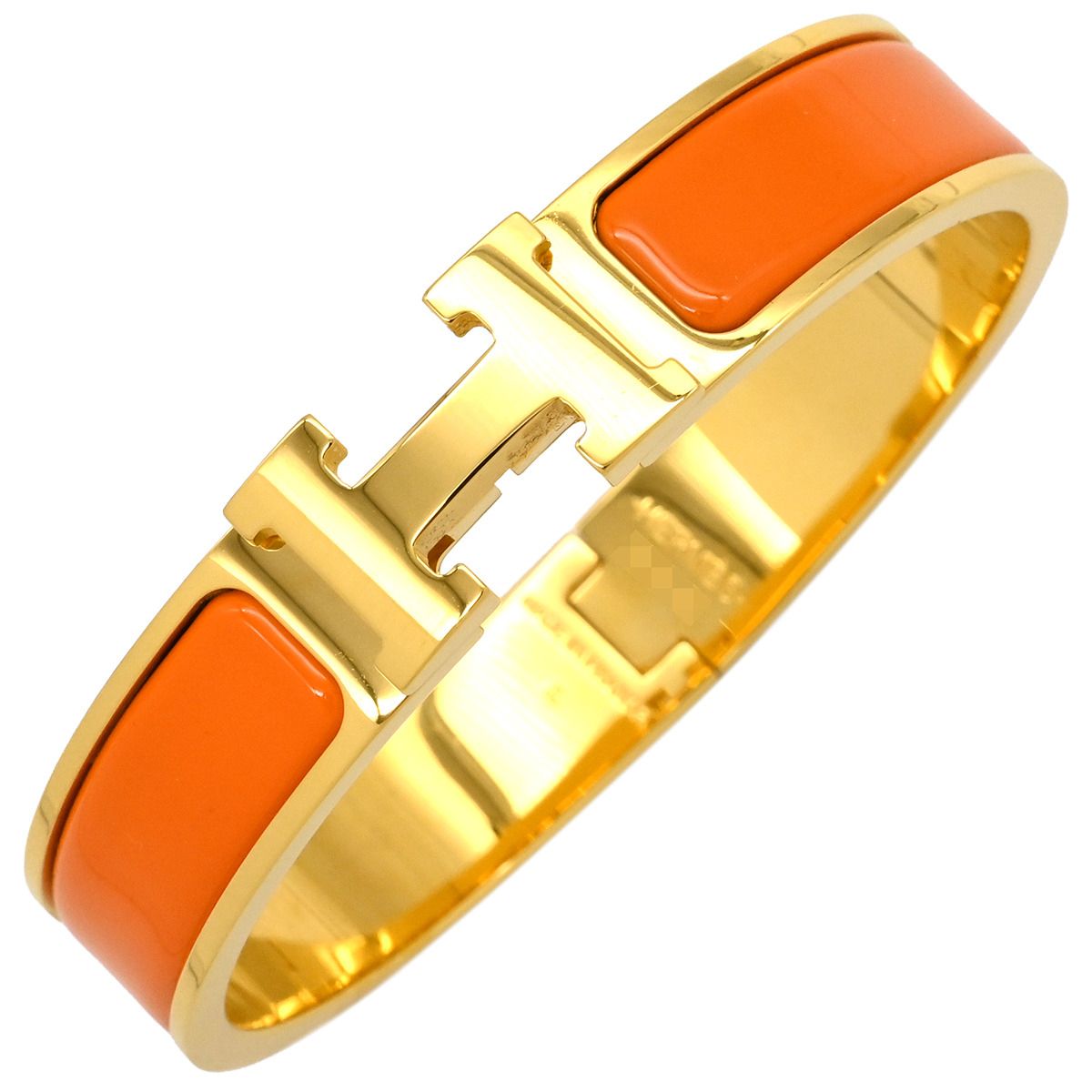 エルメス HERMES ブレスレット クリックH PM メタル エナメル オレンジ×ゴールド Hブレス 箱