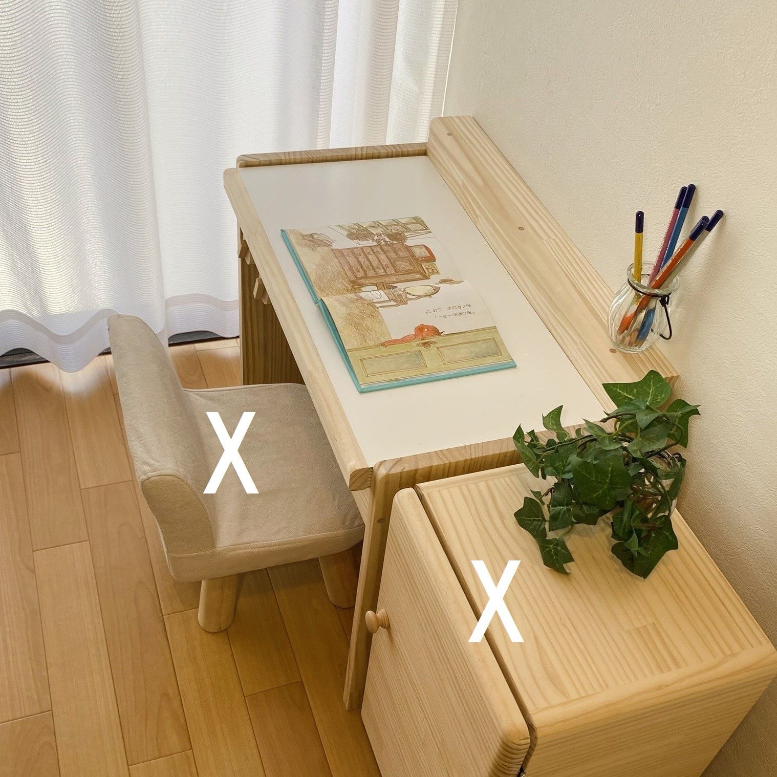 pap&mam オリジナル木製手作り キッズデスク＆おままごと