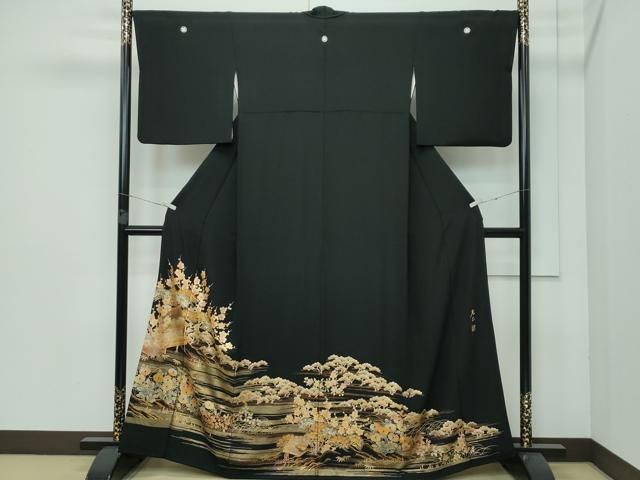 平和屋着物 上 金彩友禅 卓越技能者 名工 和田光正 黒留袖 草花風景文 金彩 CZAA3589s5