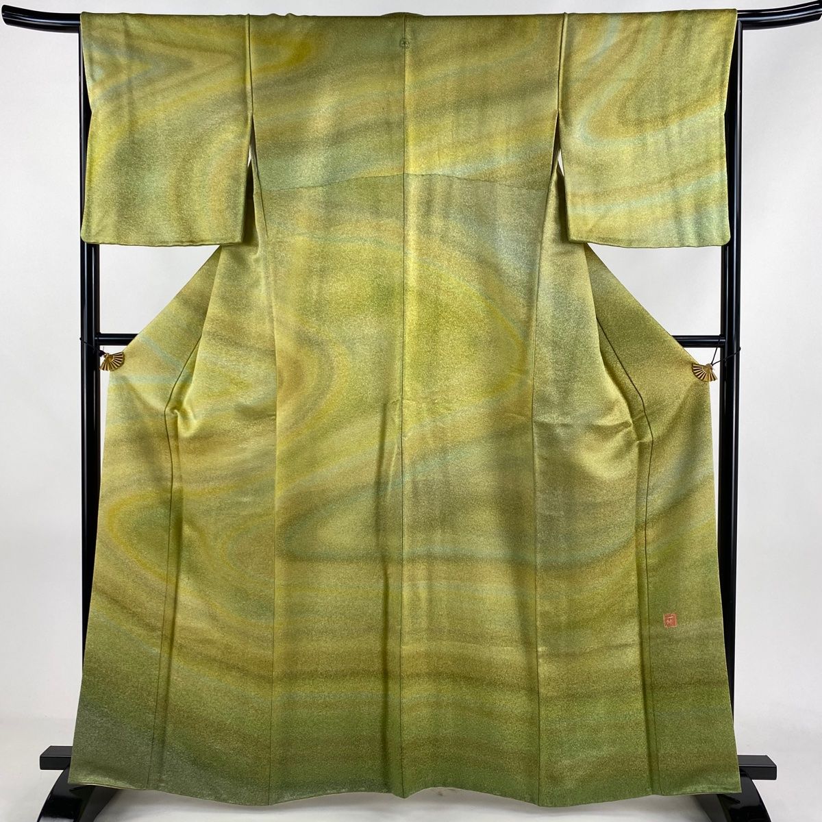 平和屋着物○山岡古都 訪問着 更紗花鳥唐草文 鬼しぼ縮緬 正絹 逸品