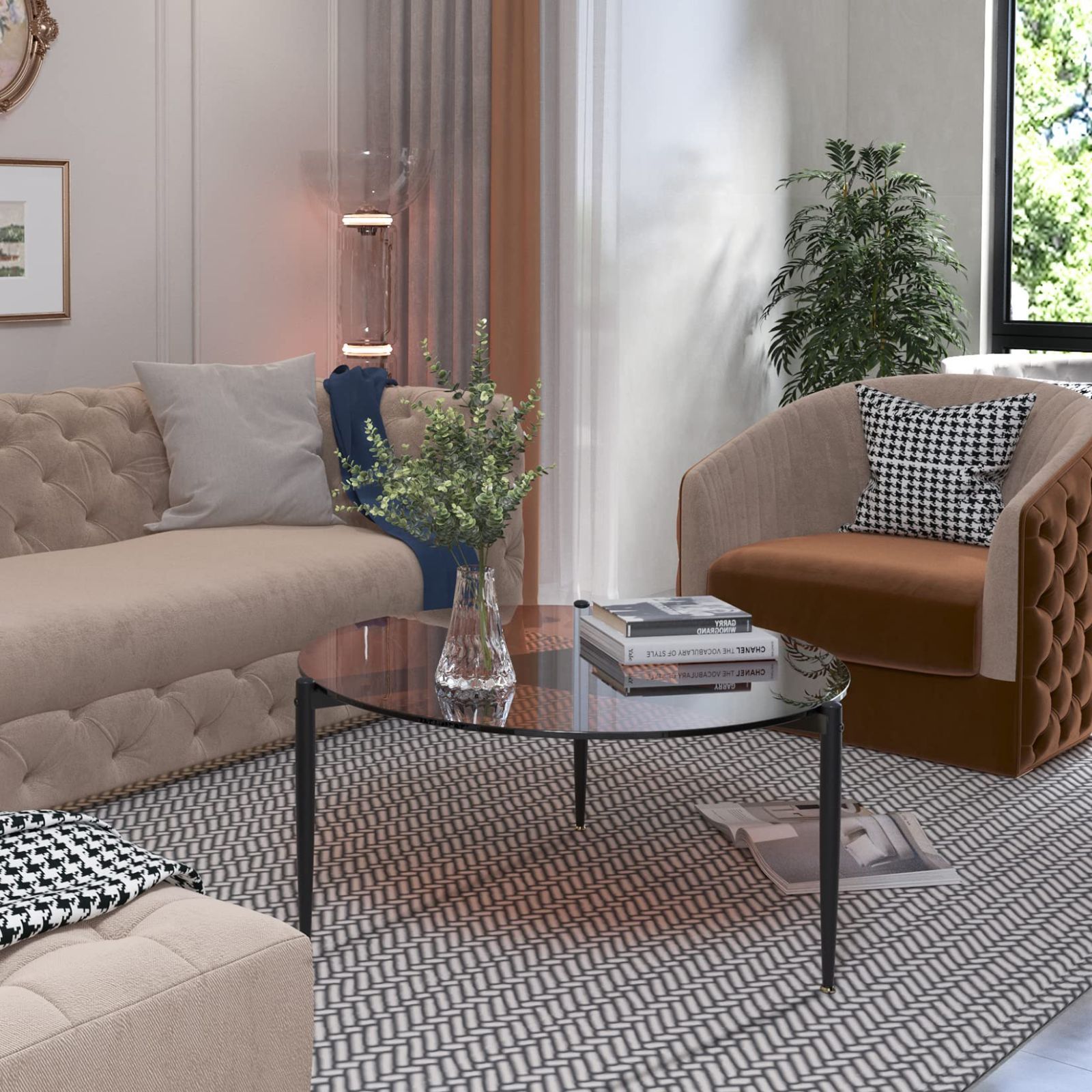 丸テーブル ブラウン