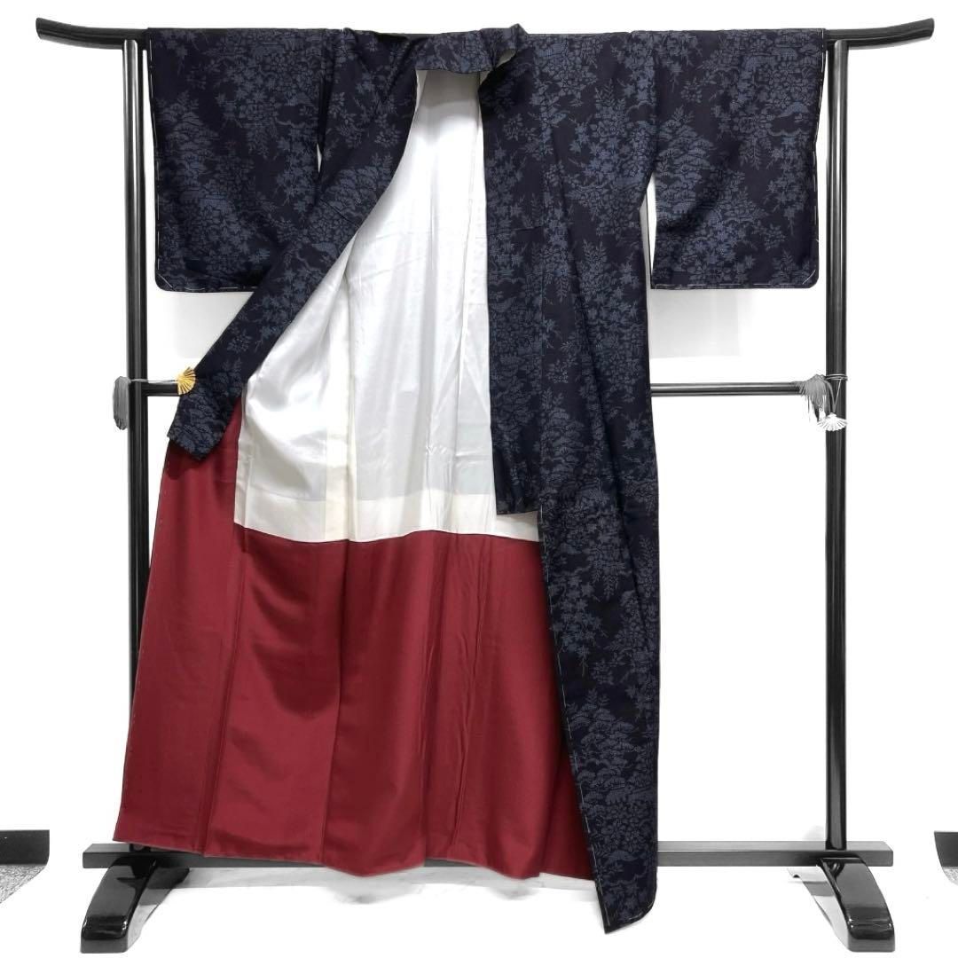 未着用 小紋 本場結城紬 茶屋辻 松 楓 菊 家屋 着物 015a d - メルカリ