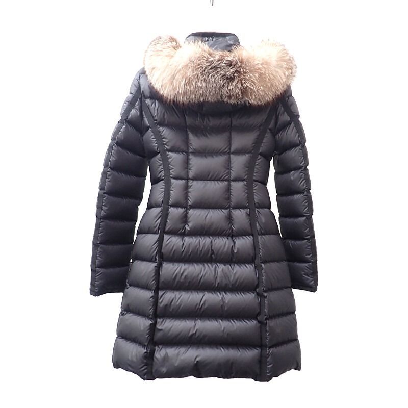多少使用感あり MONCLER ロング 0 ダウンジャケット ナイロン ブラック レディース