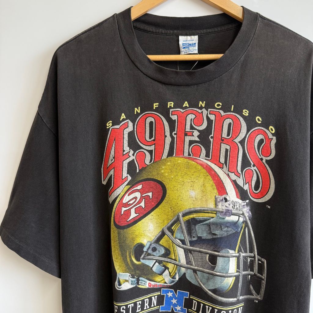 サンフランシスコ49ERS アメリカンフットボールシャツ 90's USA製 SALEM SPORTSWEAR ボロ San Francisco