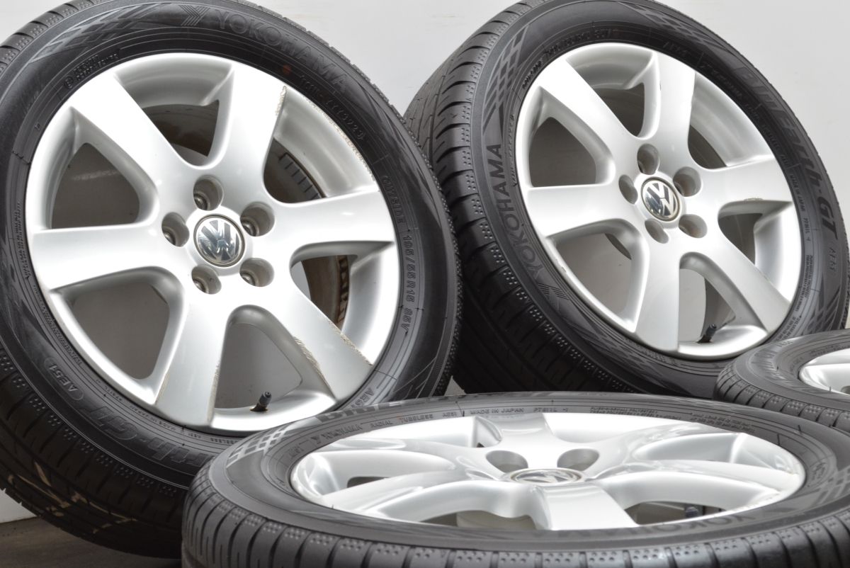 超バリ溝 製 フォルクスワーゲン 9N ポロ 純正 15in 6J 43 PCD100 ヨコハマ ブルーアース GT AE51 195 55R15 品番 6Q0601025R