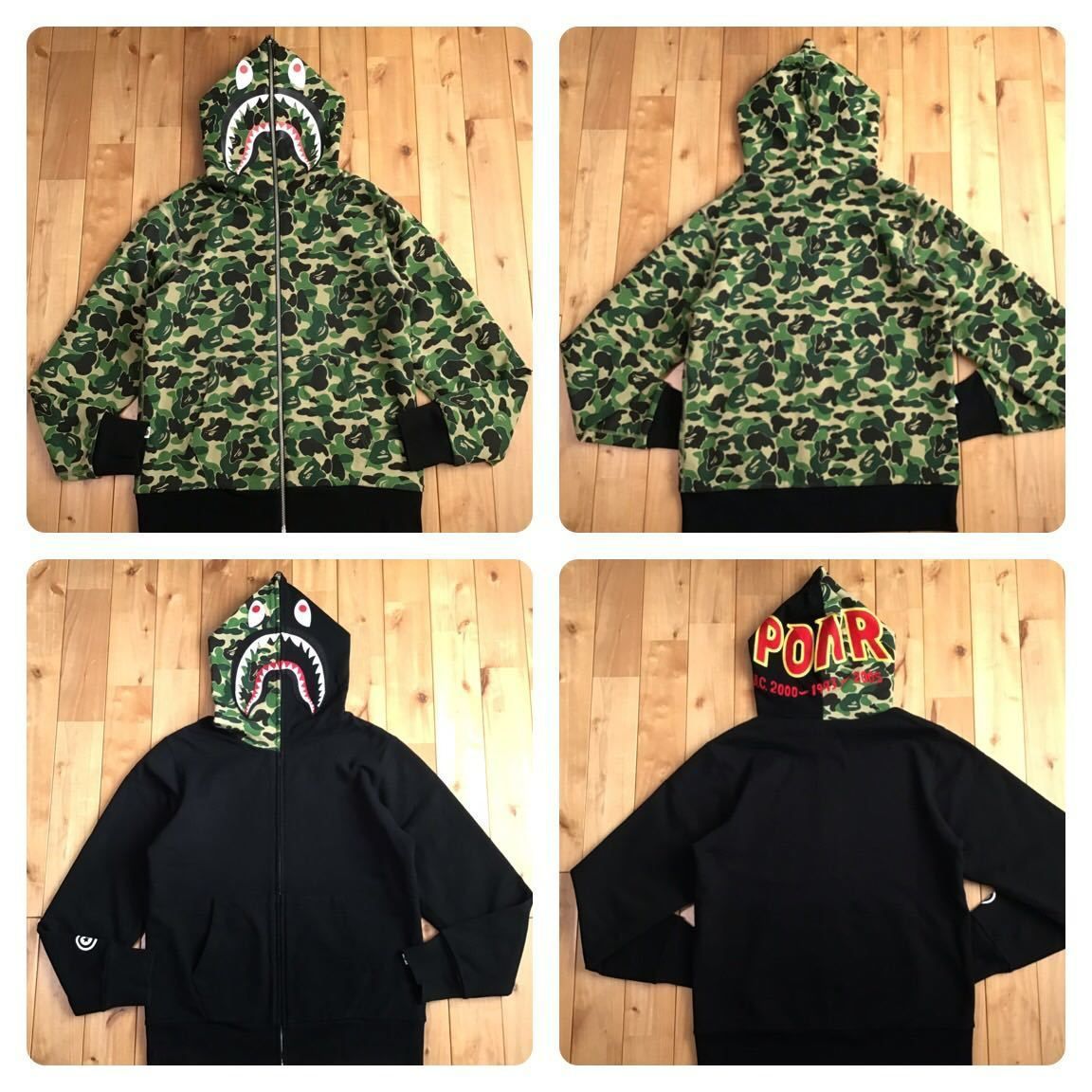 ★リバーシブル★ シャーク パーカー Mサイズ ABC camo reversible shark full zip hoodie a bathing  ape BAPE エイプ ベイプ 迷彩