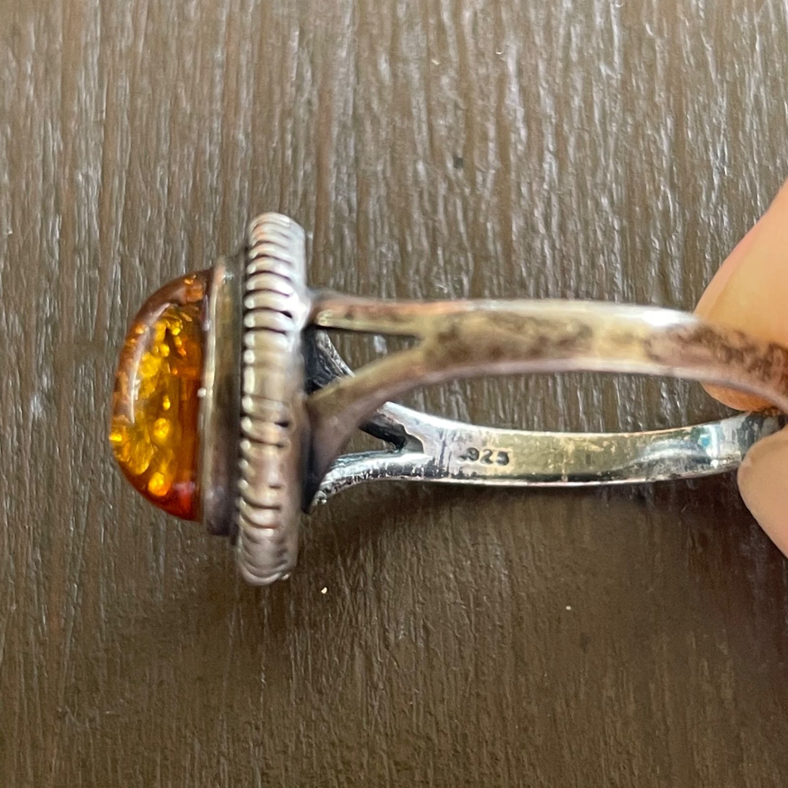 Amber Silver925 vintage ring - メルカリ