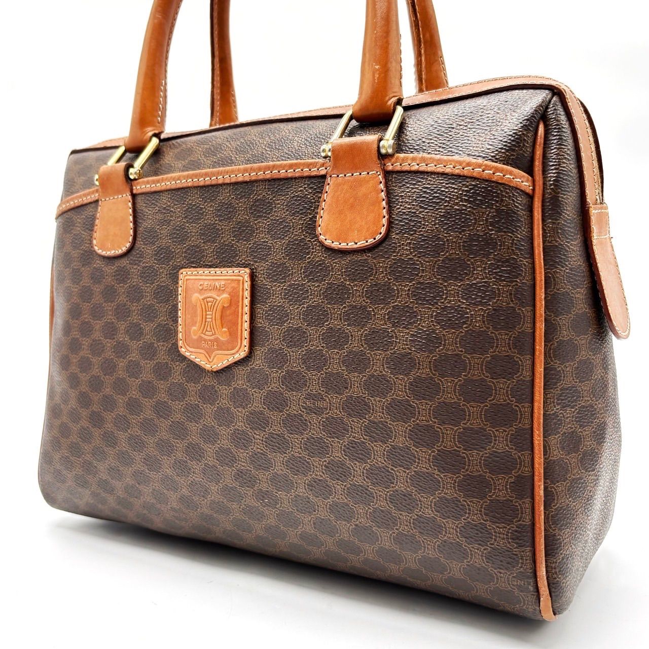 CELINE マカダム柄サークルハンドバッグ オールドセリーヌ 品 オールド 