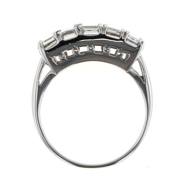 Pt900 プラチナ リング ダイヤモンド 1.02ct スクエアカット 5粒 