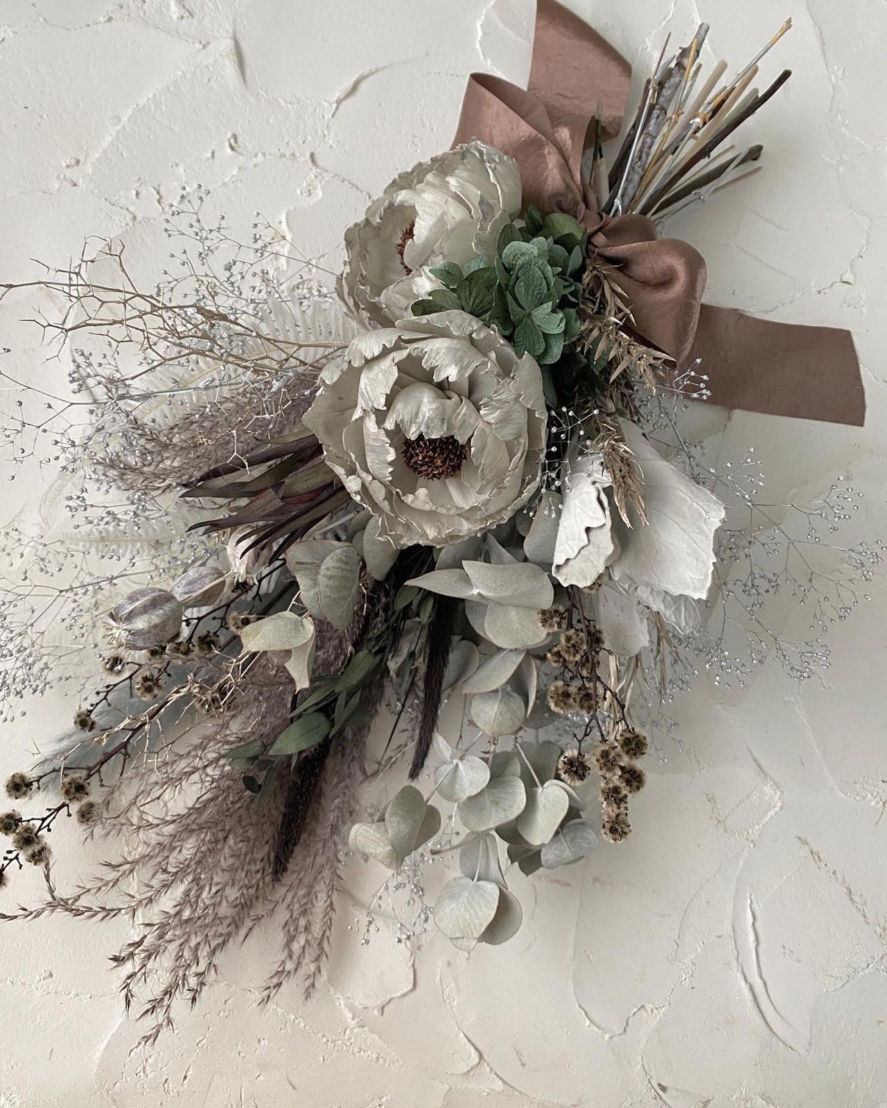 プロテアとパンパスグラスのアンティークスワッグ＊ 57 ネイティブ