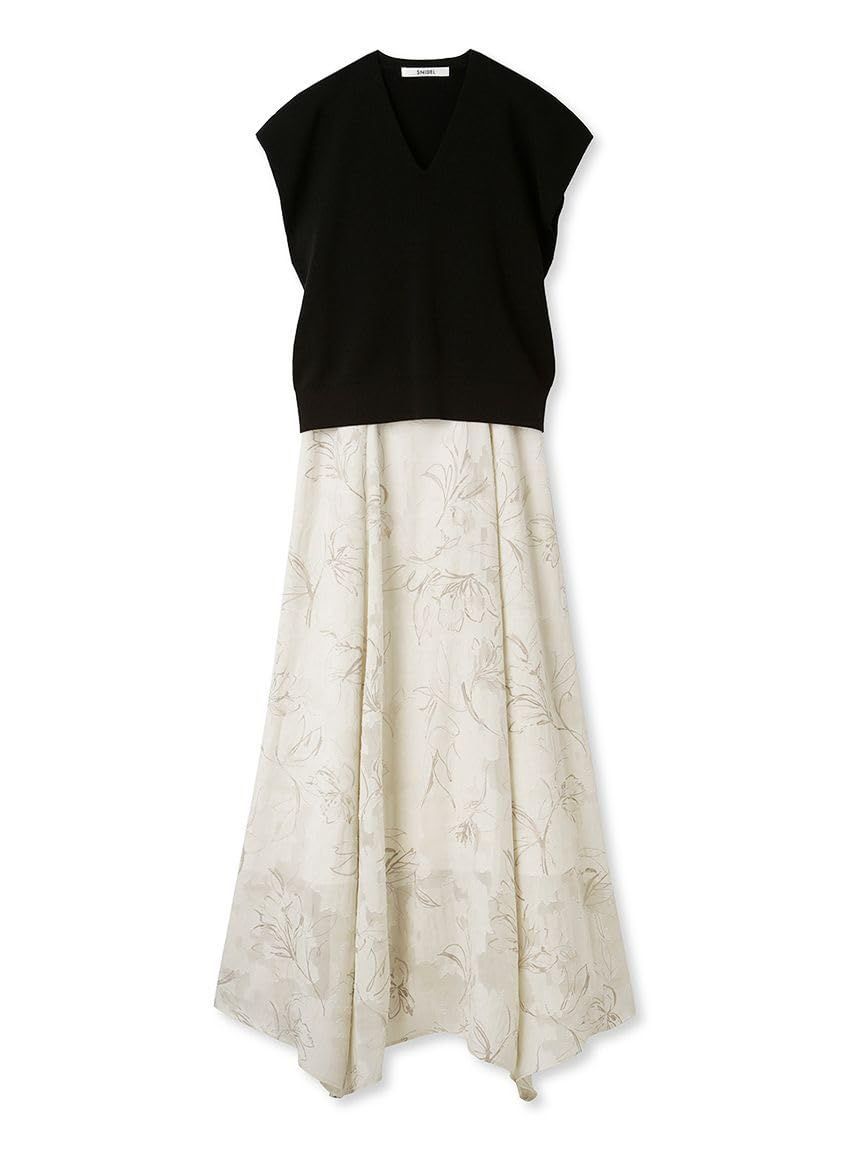 Size 1_Color ブラック スナイデル ニットレイヤードプリントワンピ SWNO234126 レディース BLK