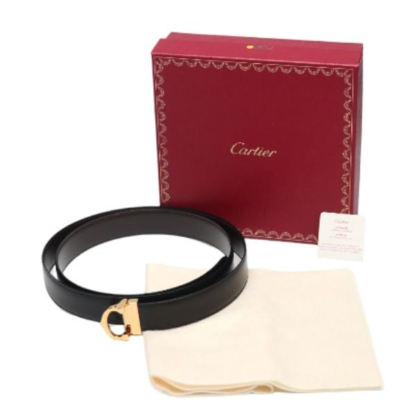 カルティエ Cバックル ベルト CARTIER ブラック×ブラウン - メルカリ