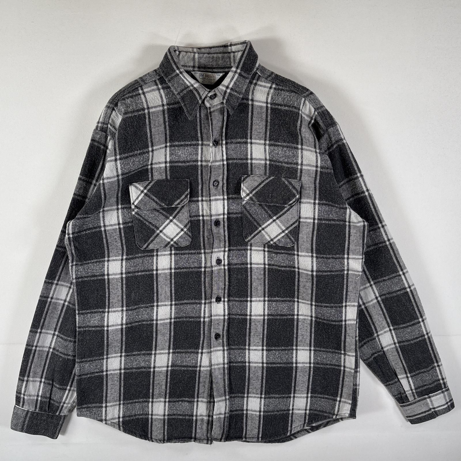 古着 70 s～80 s|70年代～80年代 ヴィンテージ ファイブブラザー FIVE BROTHER 長袖シャツ チェック柄 ネルシャツ 胸ポケット 長袖 XL グレー系 メンズ