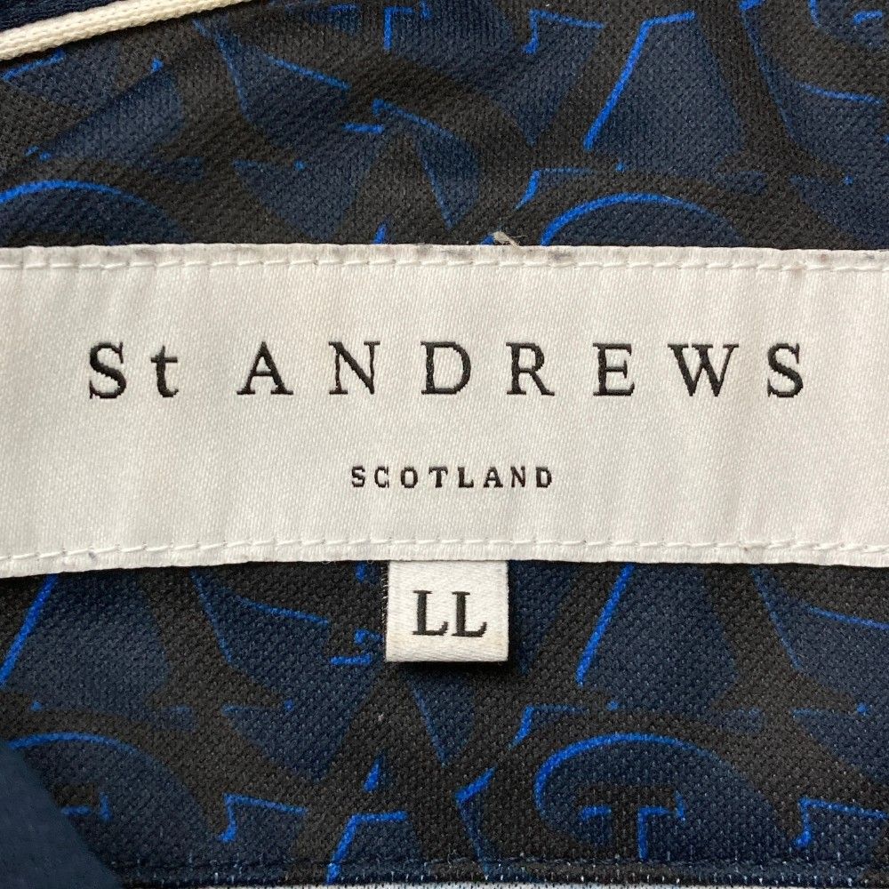 サイズ：LL ST ANDREWS セントアンドリュース  半袖ポロシャツ 総柄 ネイビー系 [240101433766] ゴルフウェア メンズ ストスト ST ANDREWS セントアンドリュース 半袖ポロシャツ ネイビー系
